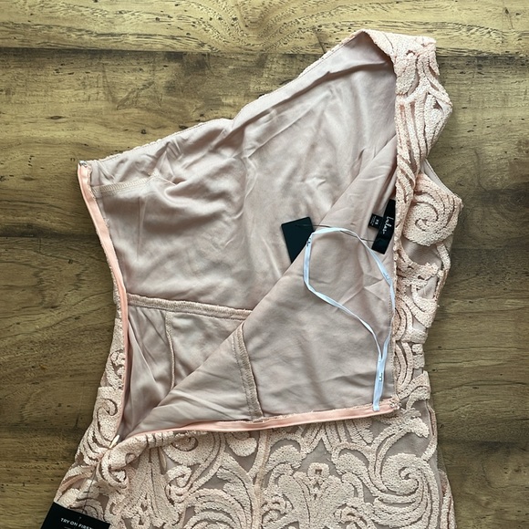 NWT Lulus Madina Blush Pink Sequin One-Shoulder Bodycon Mini Dress - Picture 10 of 16